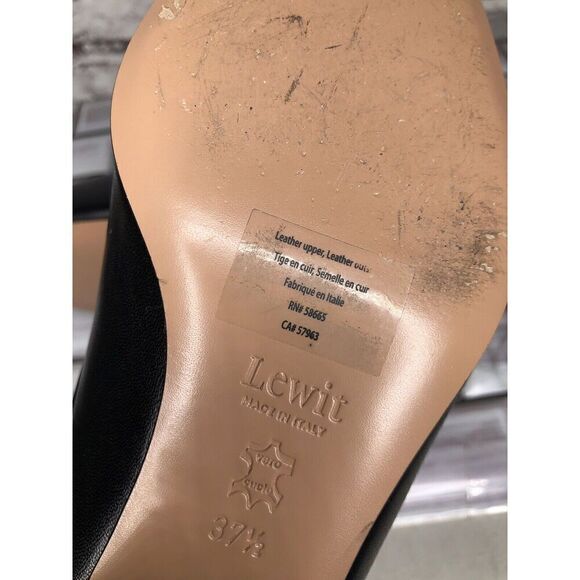 Lewit Black Leather Slip On Block Heel Mules Dress Shoes Women’s Sz 37.5EU/7M US - Picture 14 of 16